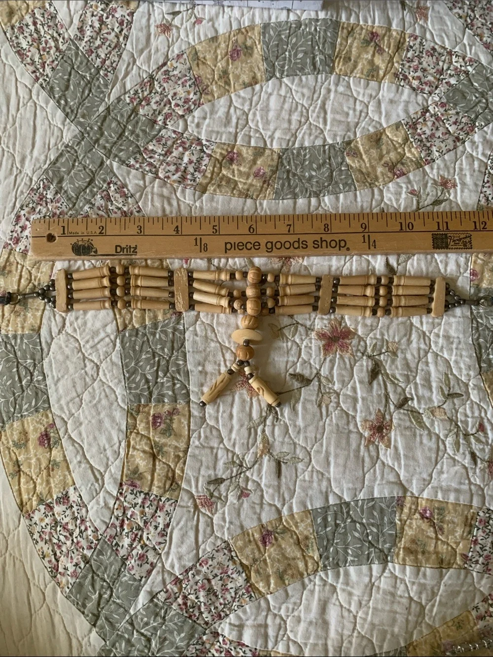 Vintage Bone/ Wood Multi-Strand Choker Necklace